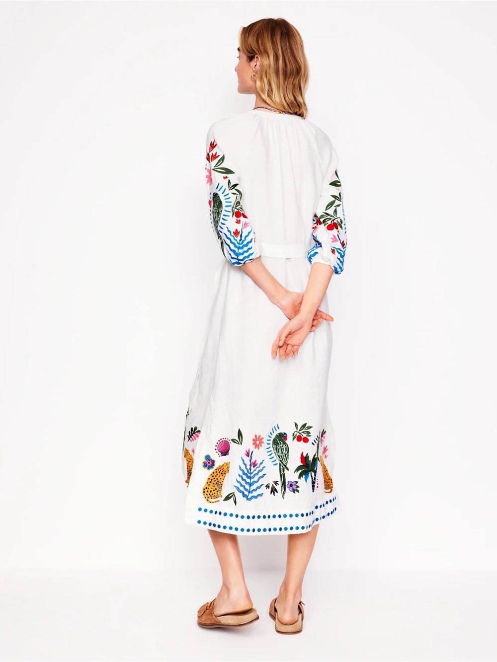 Boden Embroidered Linen Tassel Dress - Picture 2 of 6